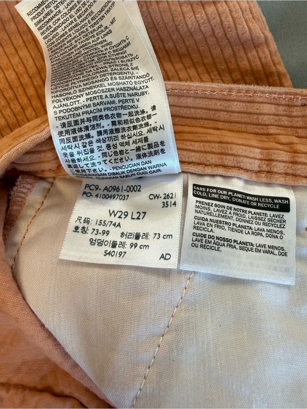 Anthropologie Levi’s Corduroy Pants Size 29 Math Club Cropped New with Tags pink - Picture 16 of 16